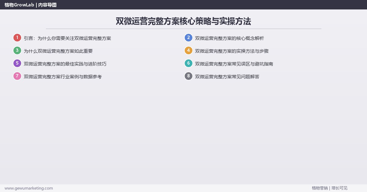 2026年双微运营完整方案核心策略与实操方法