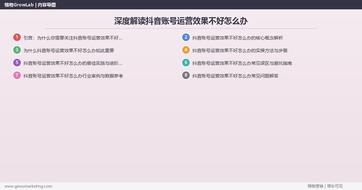 深度解读抖音账号运营效果不好怎么办：诊断抖音账号运营效果不佳的原因关键要点