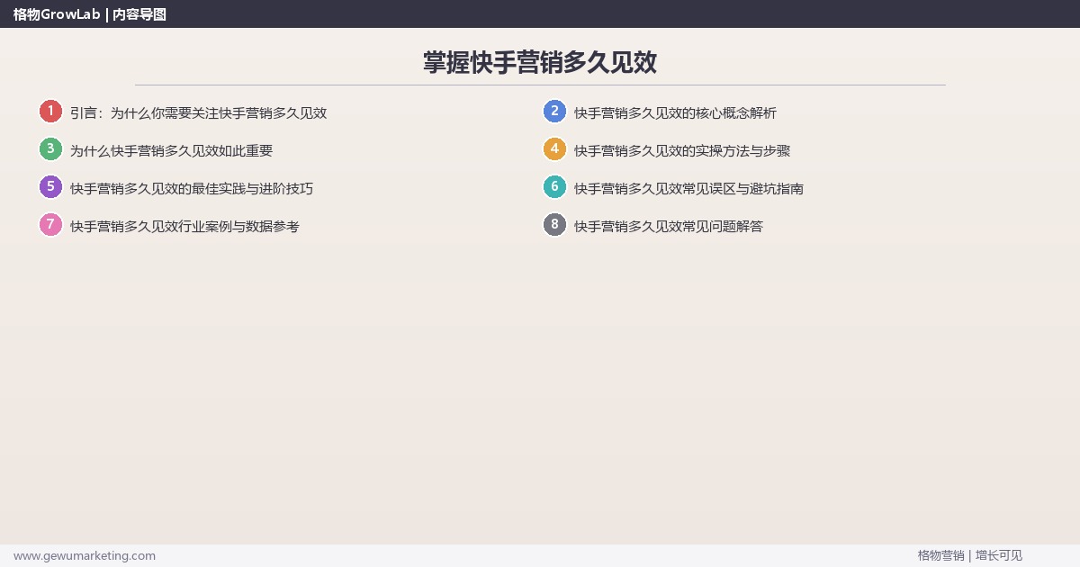 掌握快手营销多久见效：解答快手营销的效果周期的系统性方法