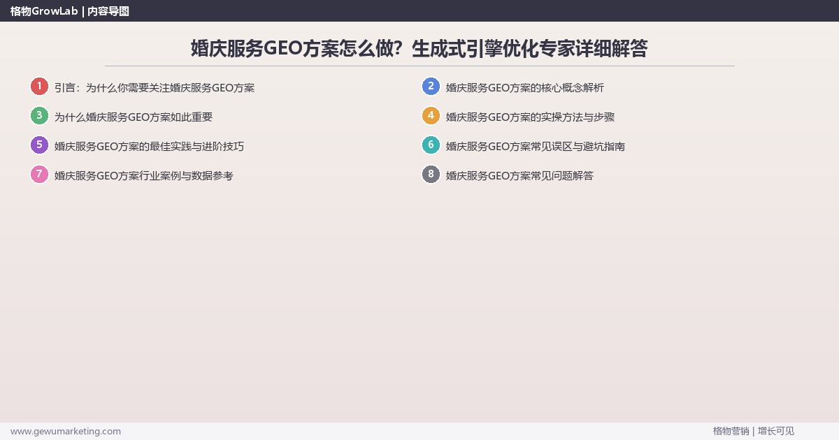 婚庆服务GEO方案怎么做?生成式引擎优化专家详细解答 婚庆服务GEO方案怎么做?生成式引擎优化专家详细解答