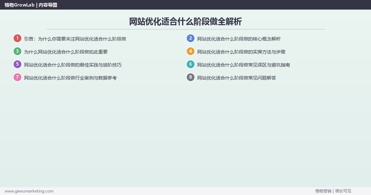 网站优化适合什么阶段做全解析：从策略到落地的系统方法