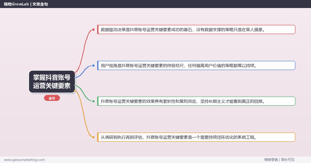 掌握抖音账号运营关键要素：盘点抖音账号运营的关键要素的系统性方法