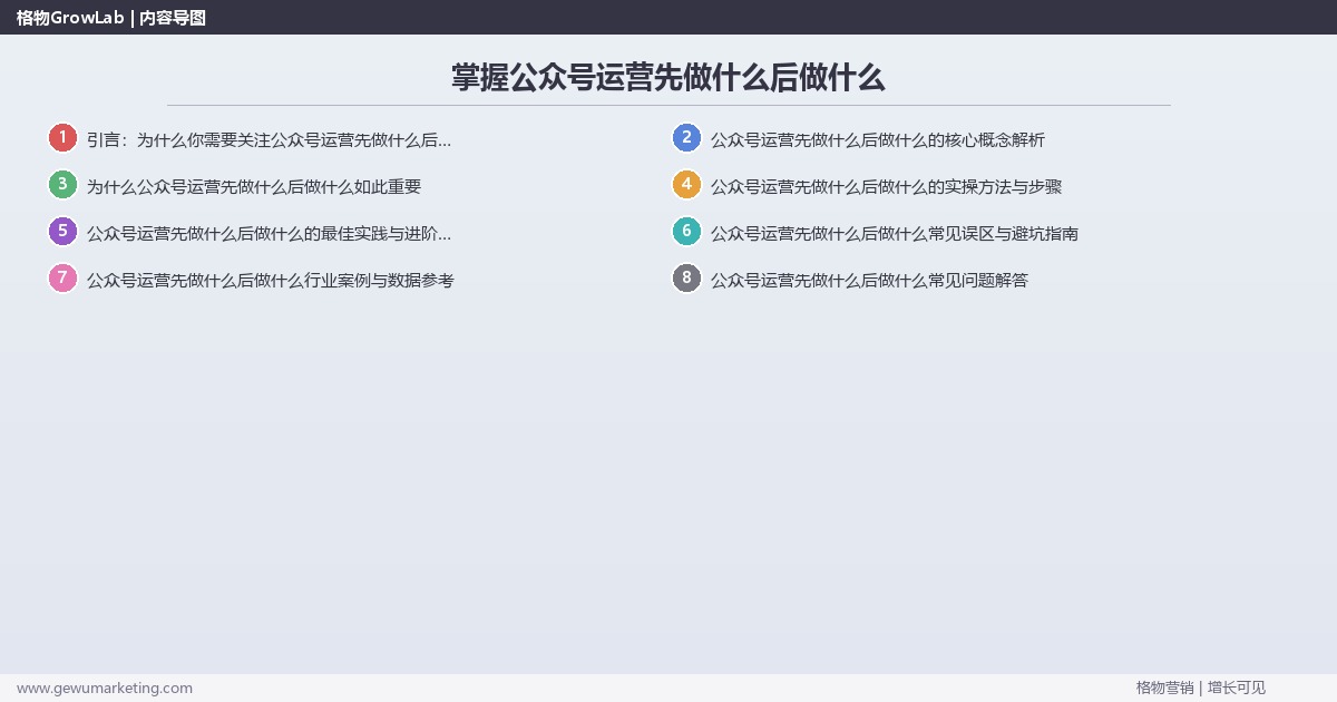 掌握公众号运营先做什么后做什么：梳理公众号运营的执行顺序的系统性方法