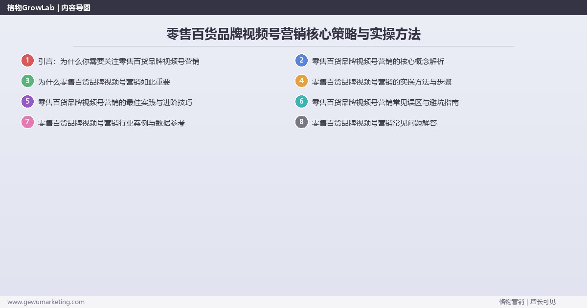 2026年零售百货品牌视频号营销核心策略与实操方法 2026年零售百货品牌视频号营销核心策略与实操方法