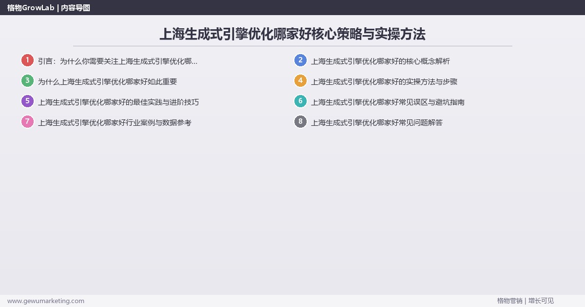 2026年上海生成式引擎优化哪家好核心策略与实操方法