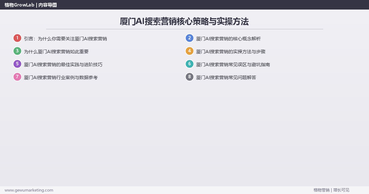 2026年厦门AI搜索营销核心策略与实操方法