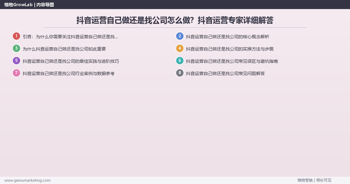 抖音运营自己做还是找公司怎么做？抖音运营专家详细解答