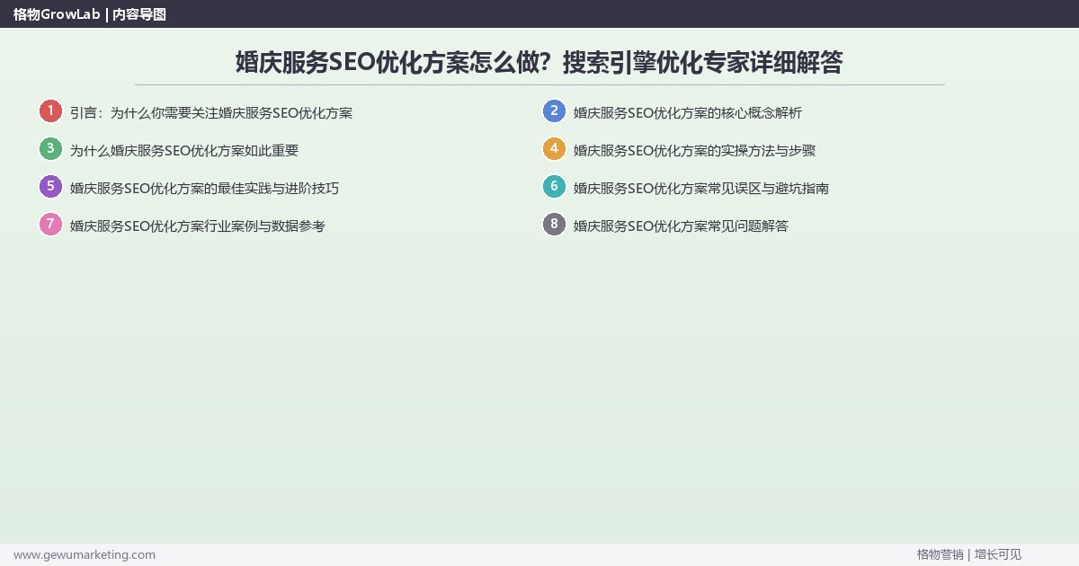 婚庆服务SEO优化方案怎么做？搜索引擎优化专家详细解答