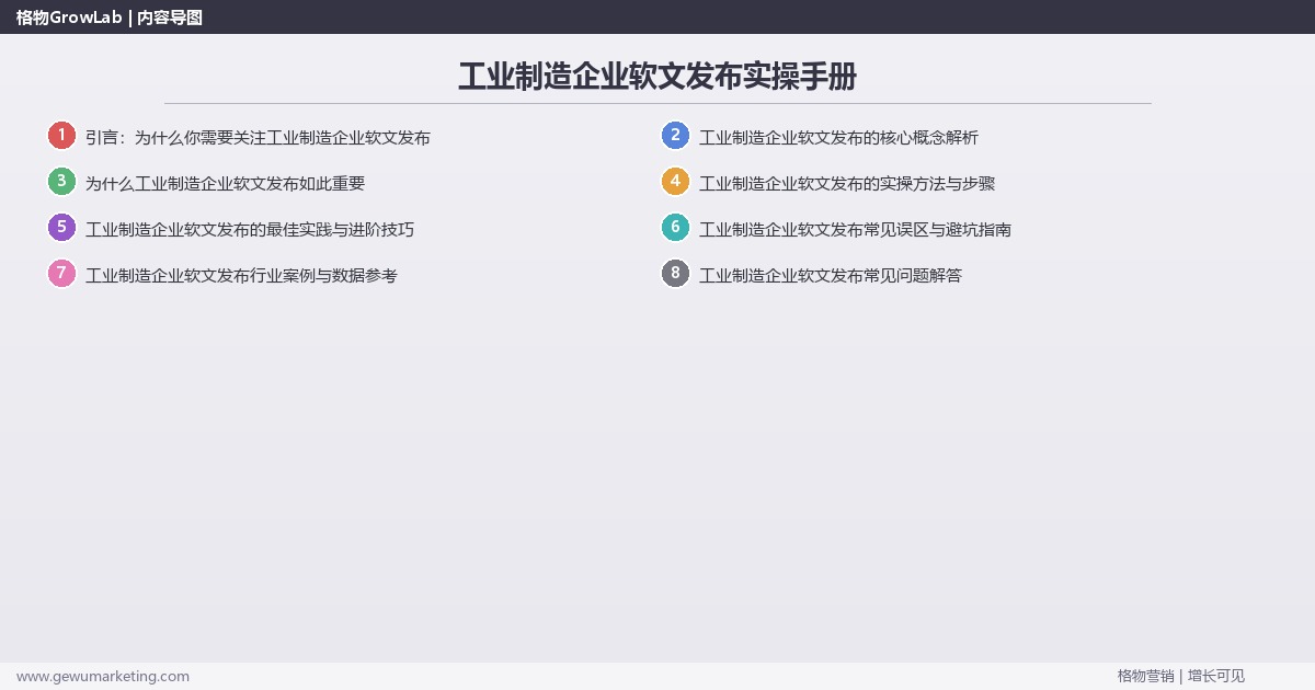 工业制造企业软文发布实操手册：策略、工具与案例分析