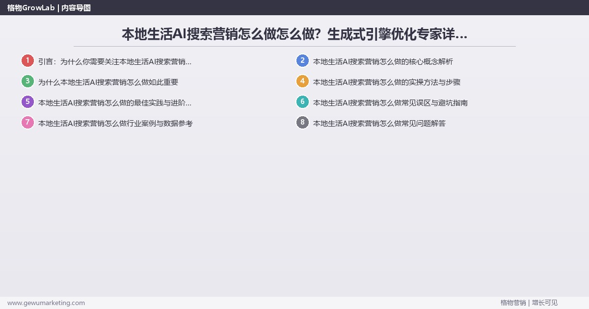 本地生活AI搜索营销怎么做怎么做?生成式引擎优化专家详细解答 本地生活AI搜索营销怎么做怎么做?生成式引擎优化专家详细解答