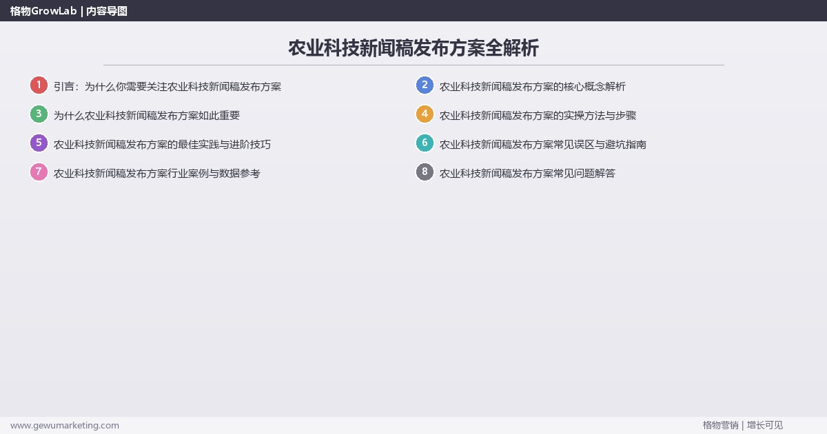 农业科技新闻稿发布方案全解析：从策略到落地的系统方法