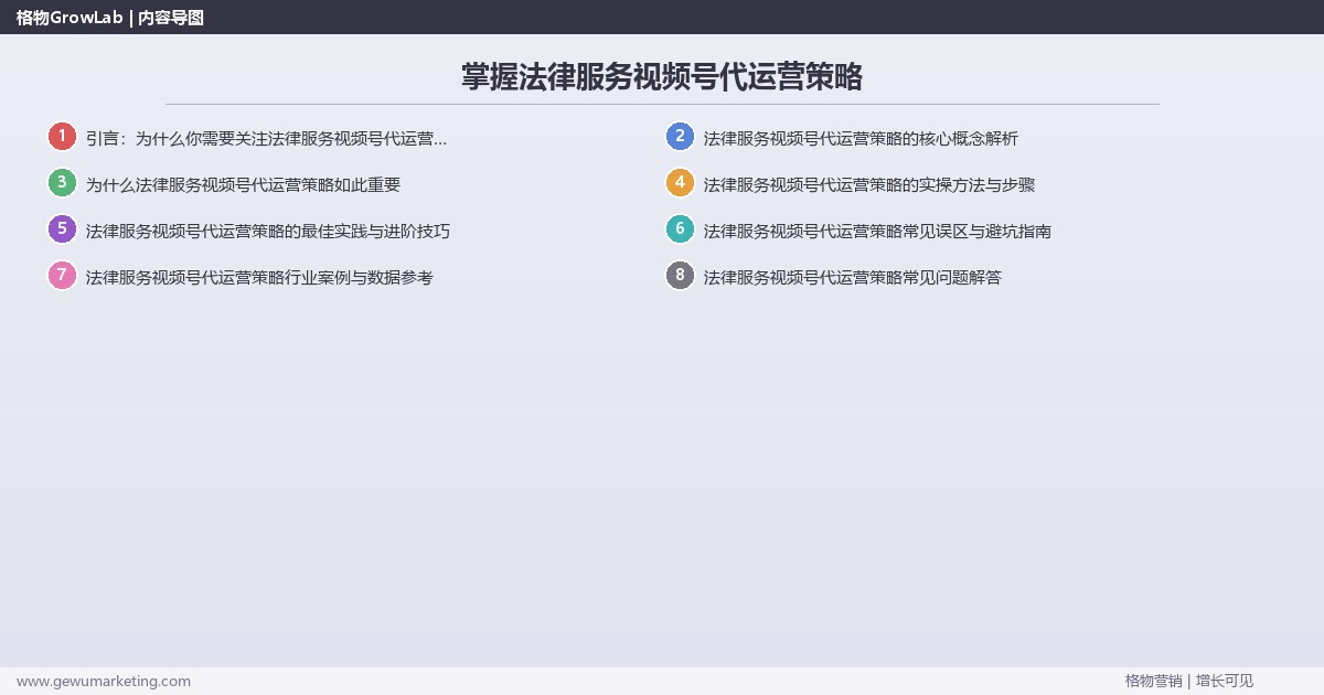 掌握法律服务视频号代运营策略：制定法律服务行业视频号代运营策略的系统性方法