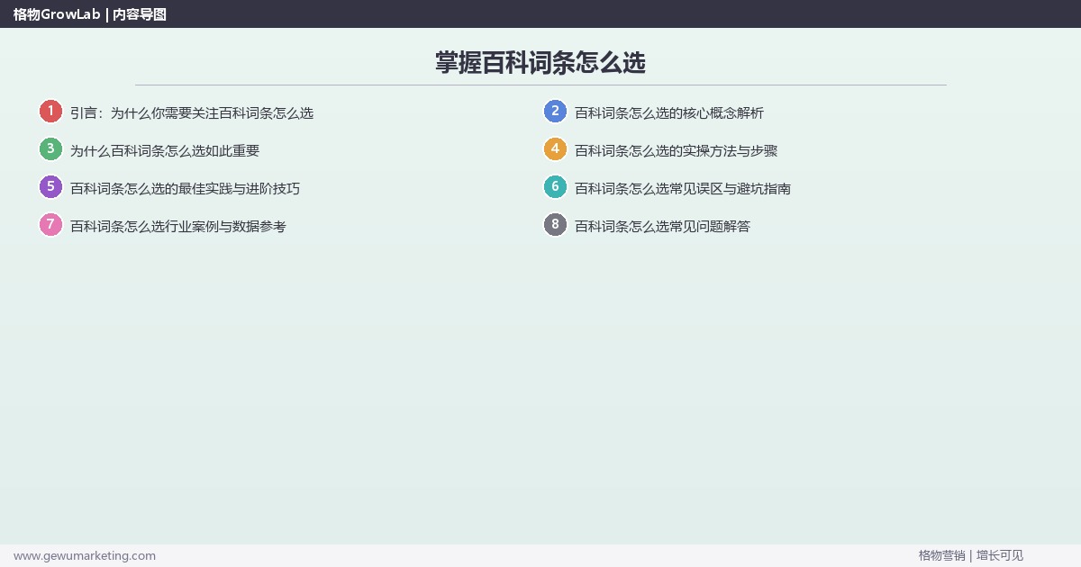掌握百科词条怎么选：指导如何选择百科词条服务的系统性方法