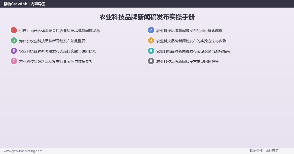 农业科技品牌新闻稿发布实操手册：策略、工具与案例分析