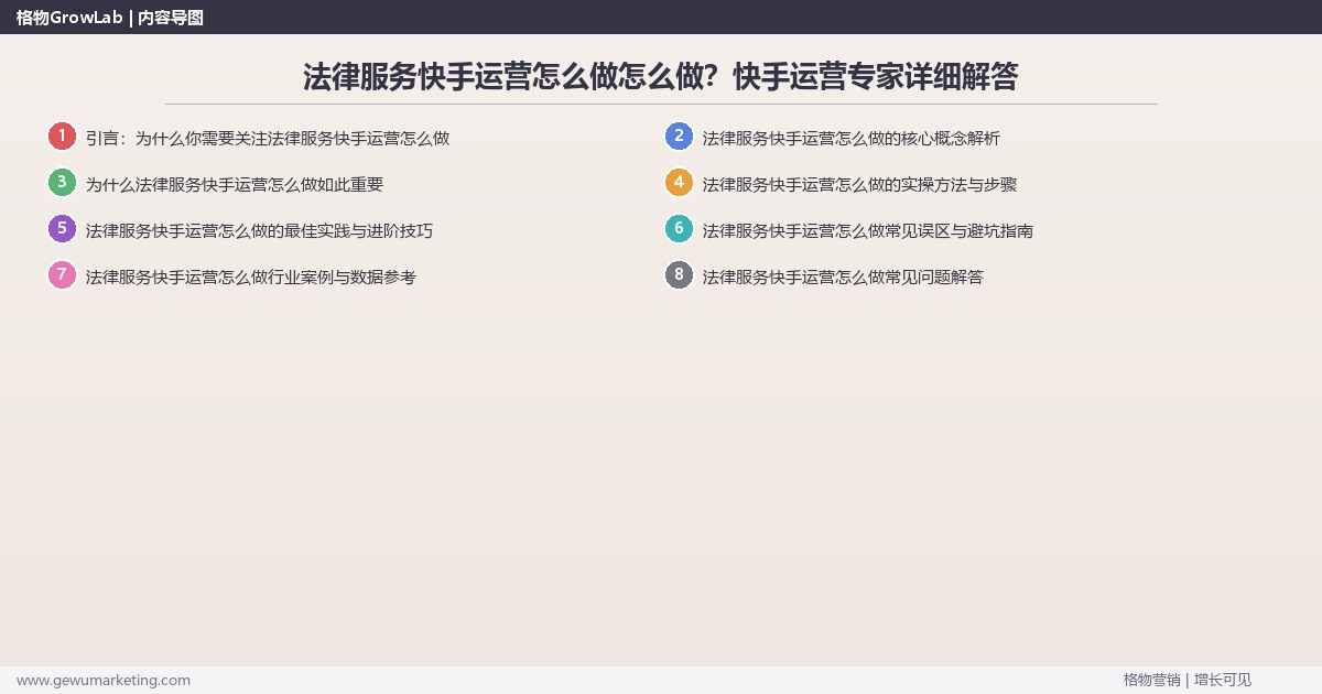 法律服务快手运营怎么做怎么做？快手运营专家详细解答