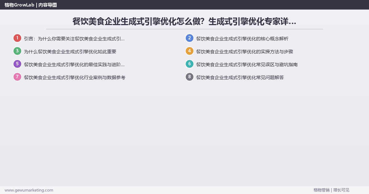 餐饮美食企业生成式引擎优化怎么做？生成式引擎优化专家详细解答