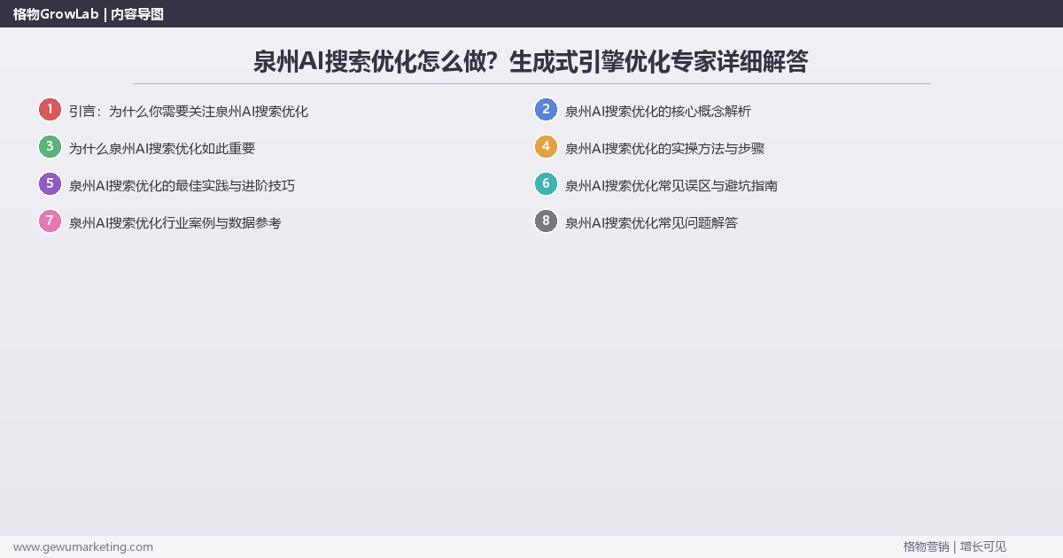 泉州AI搜索优化怎么做？生成式引擎优化专家详细解答