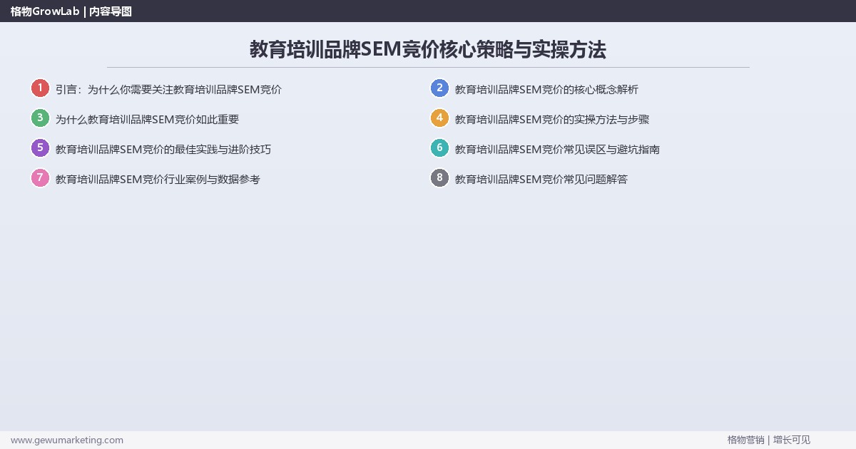 2026年教育培训品牌SEM竞价核心策略与实操方法