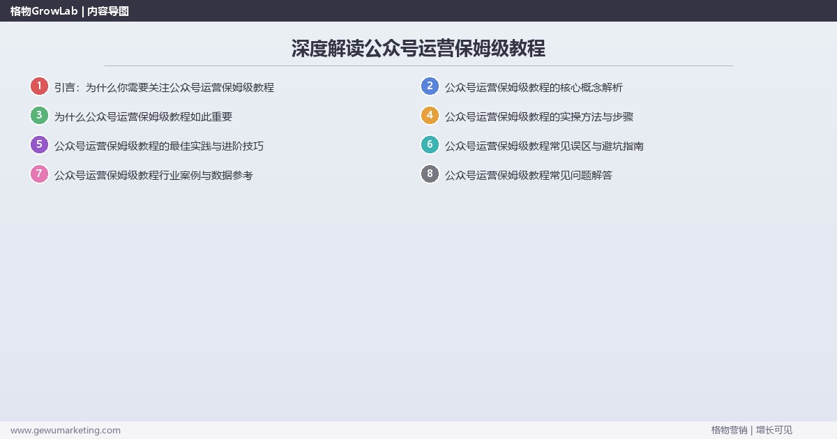 深度解读公众号运营保姆级教程：公众号运营保姆级操作教程关键要点