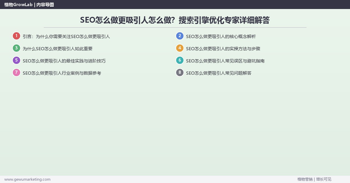 SEO怎么做更吸引人怎么做？搜索引擎优化专家详细解答