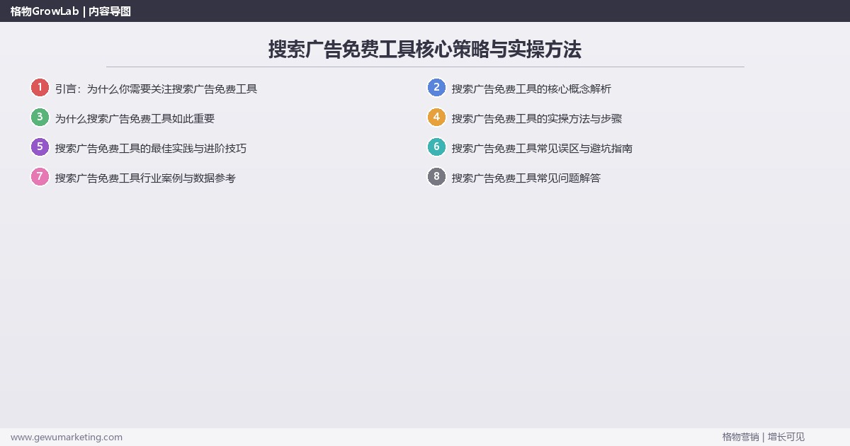 2026年搜索广告免费工具核心策略与实操方法