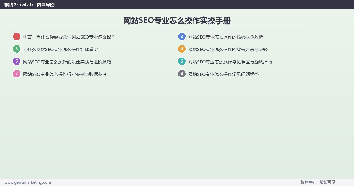 网站SEO专业怎么操作实操手册：策略、工具与案例分析