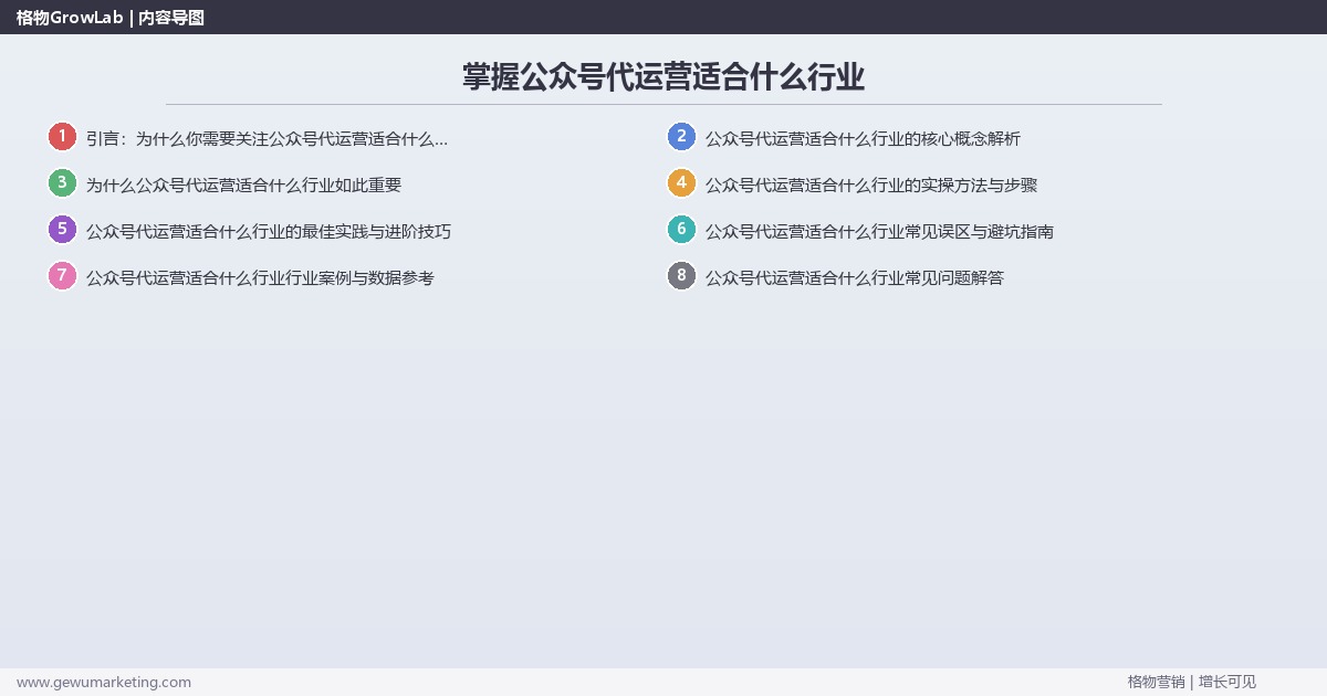 掌握公众号代运营适合什么行业：盘点公众号代运营的适用行业的系统性方法