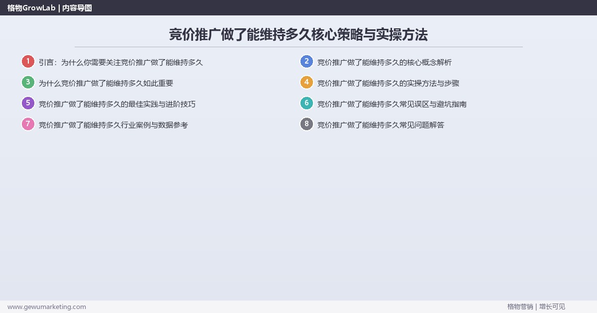 2026年竞价推广做了能维持多久核心策略与实操方法