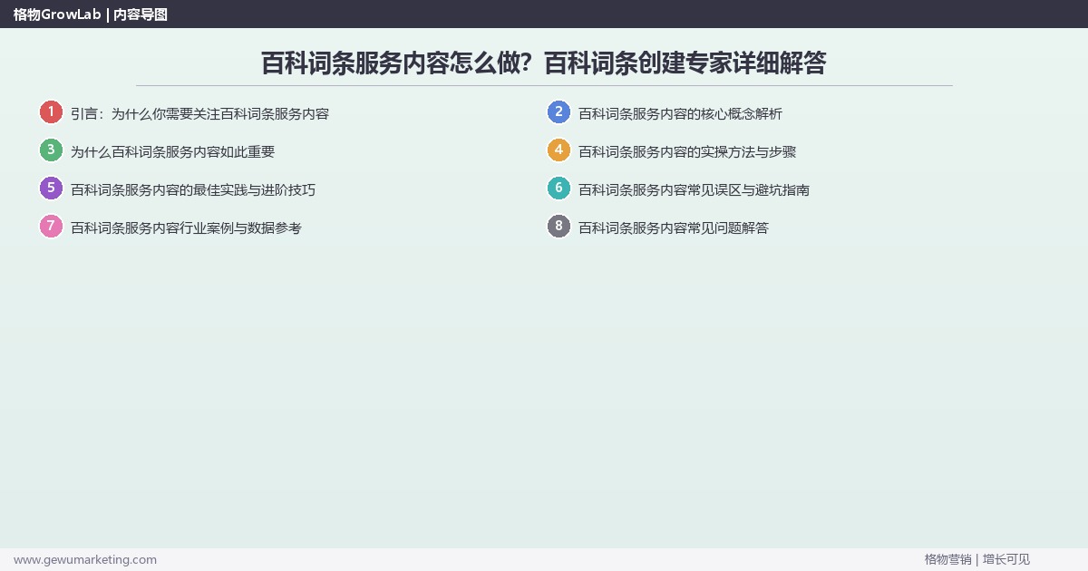 百科词条服务内容怎么做？百科词条创建专家详细解答