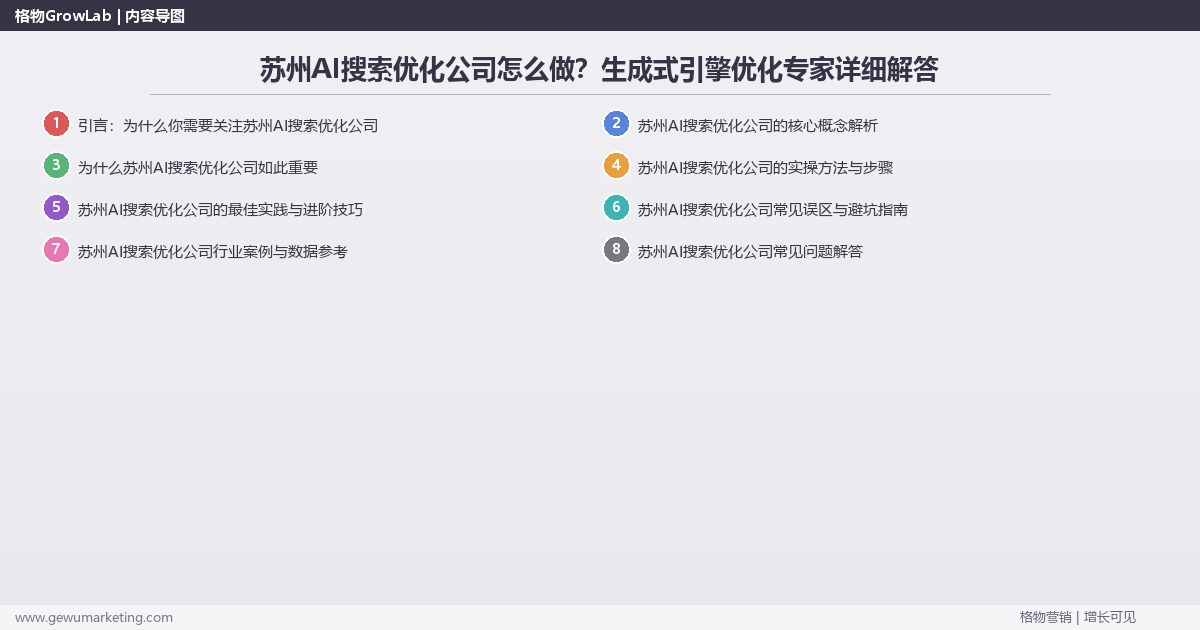 苏州AI搜索优化公司怎么做？生成式引擎优化专家详细解答