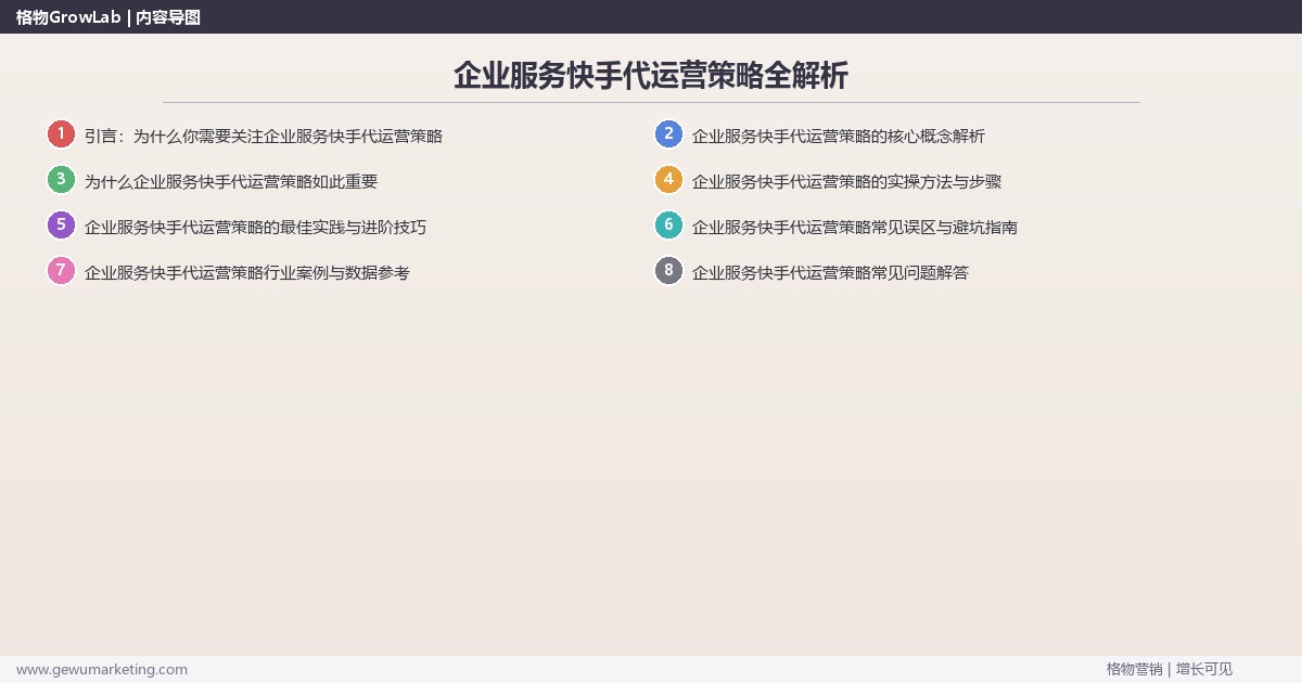 企业服务快手代运营策略全解析：从策略到落地的系统方法