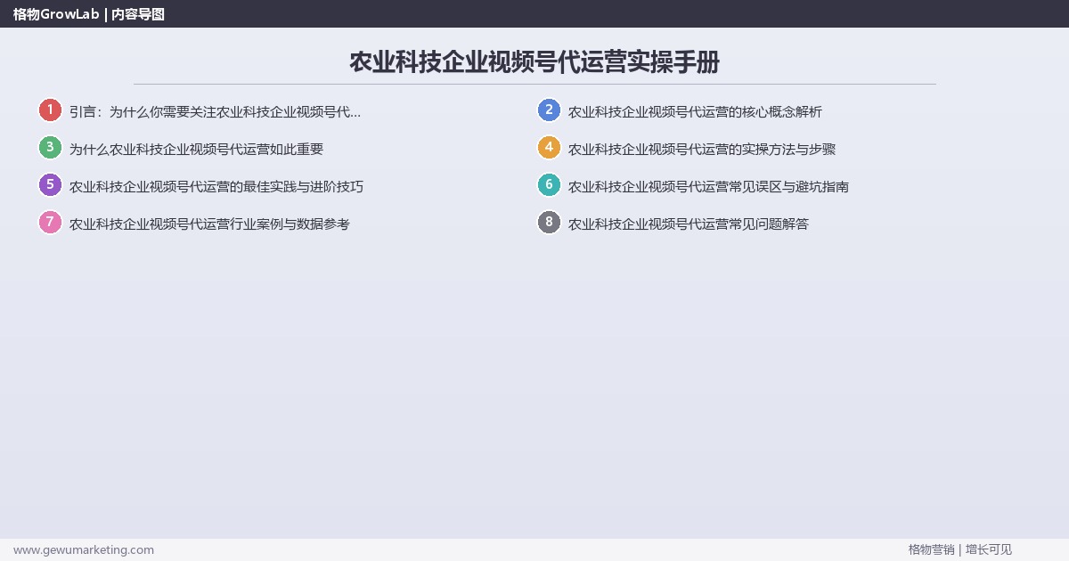 农业科技企业视频号代运营实操手册：策略、工具与案例分析