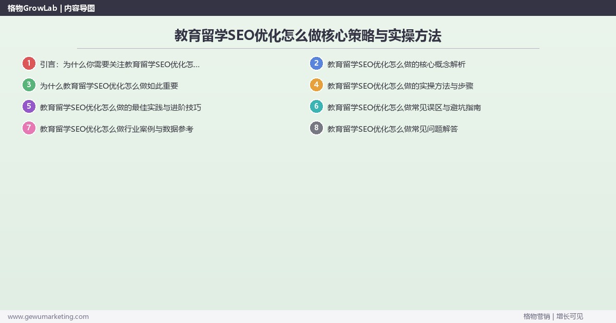 2026年教育留学SEO优化怎么做核心策略与实操方法