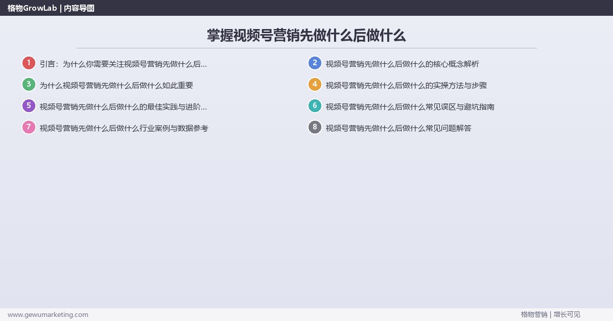 掌握视频号营销先做什么后做什么：梳理视频号营销的执行顺序的系统性方法