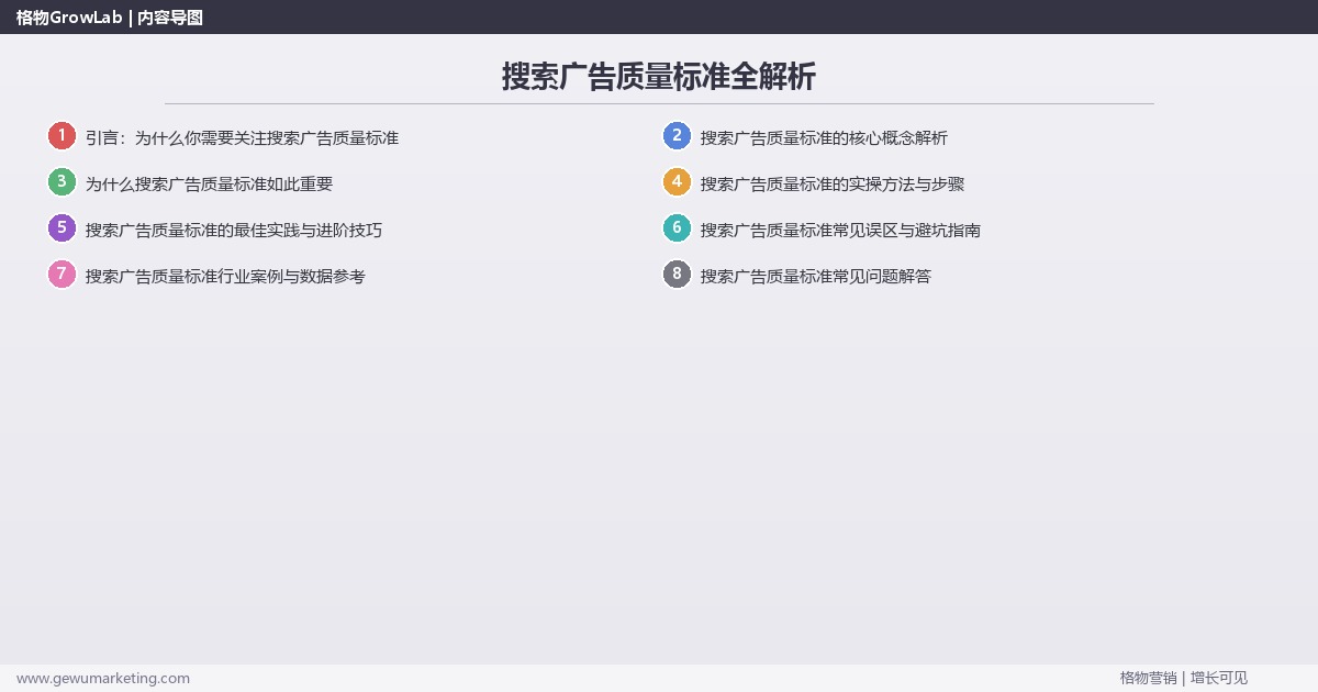 搜索广告质量标准全解析：从策略到落地的系统方法