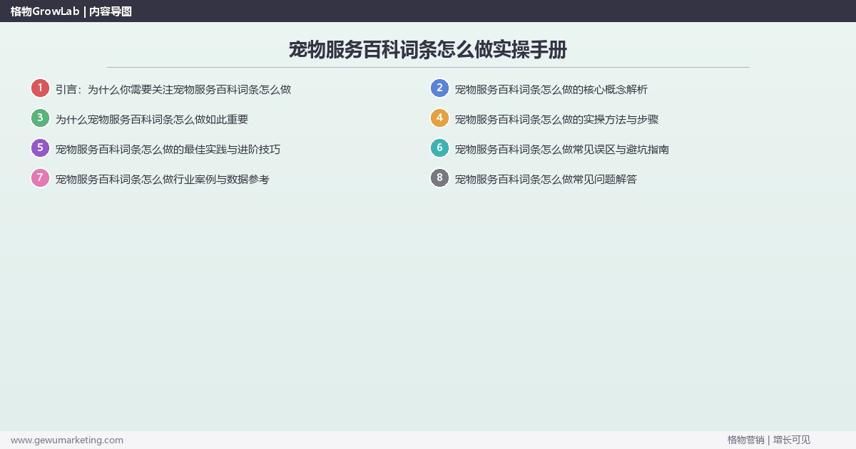 宠物服务百科词条怎么做实操手册：策略、工具与案例分析