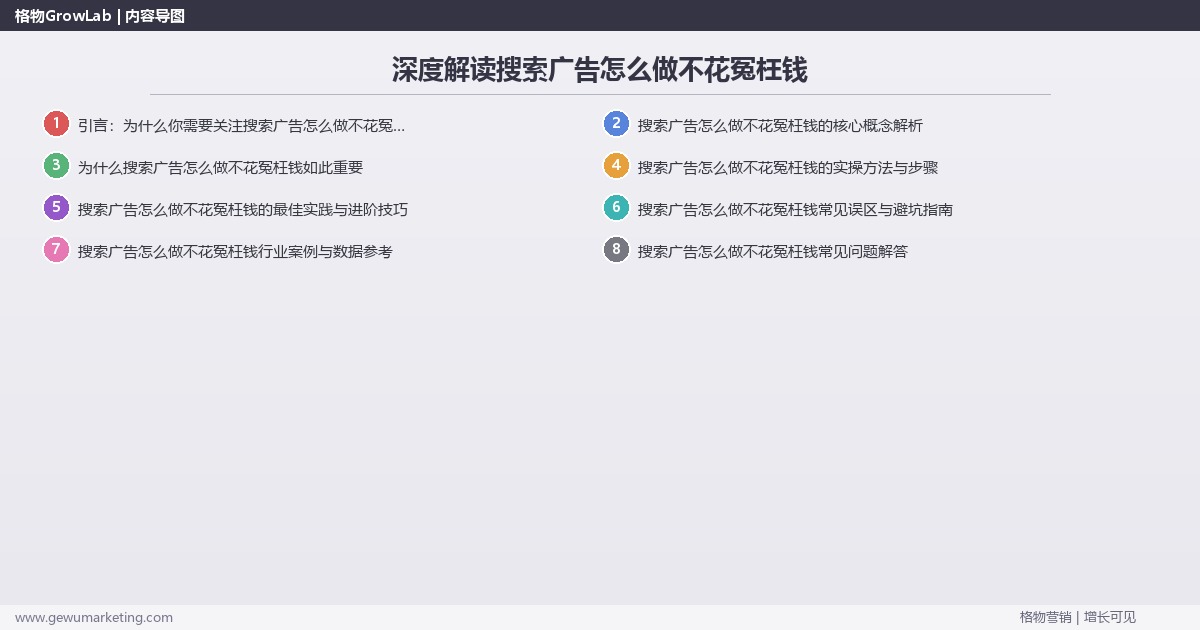 深度解读搜索广告怎么做不花冤枉钱：避免搜索广告浪费预算关键要点