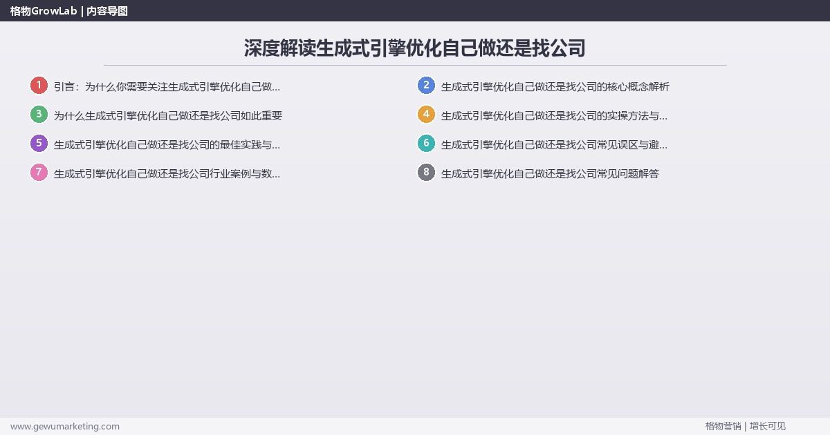 深度解读生成式引擎优化自己做还是找公司：分析生成式引擎优化自做vs找公司关键要点