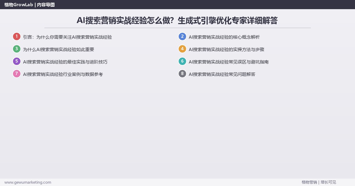 AI搜索营销实战经验怎么做？生成式引擎优化专家详细解答