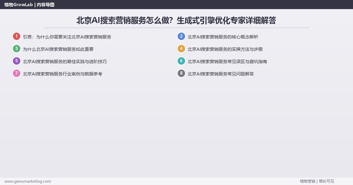 北京AI搜索营销服务怎么做?生成式引擎优化专家详细解答 北京AI搜索营销服务怎么做?生成式引擎优化专家详细解答