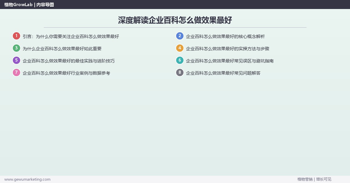 深度解读企业百科怎么做效果最好：分享企业百科效果最好的做法关键要点