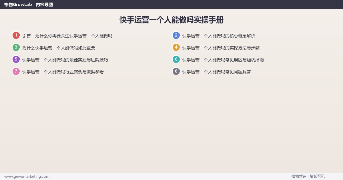 快手运营一个人能做吗实操手册：策略、工具与案例分析