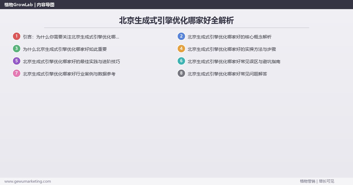 北京生成式引擎优化哪家好全解析:从策略到落地的系统方法 北京生成式引擎优化哪家好全解析:从策略到落地的系统方法