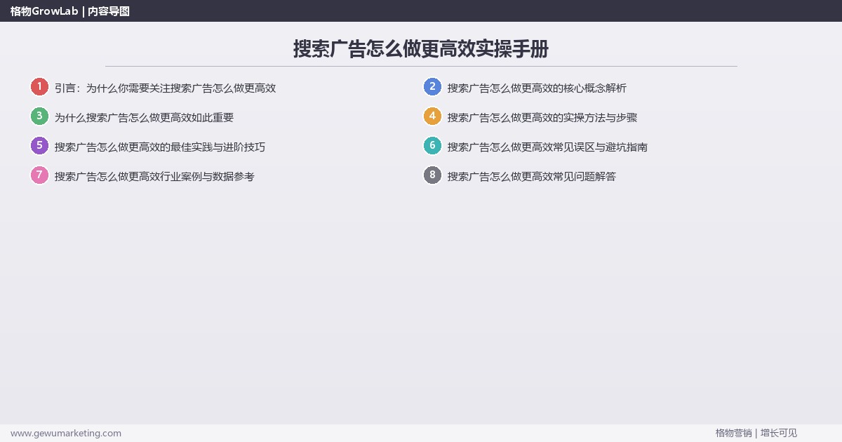 搜索广告怎么做更高效实操手册:策略、工具与案例分析 搜索广告怎么做更高效实操手册:策略、工具与案例分析