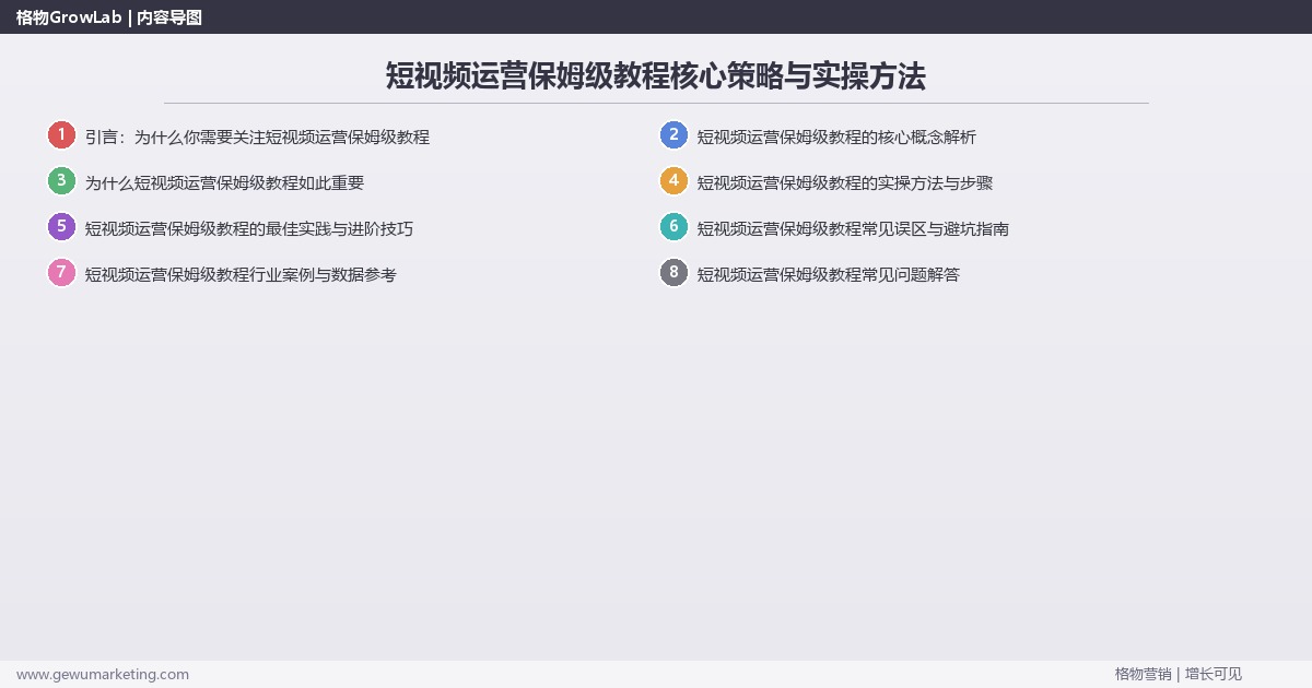 2026年短视频运营保姆级教程核心策略与实操方法