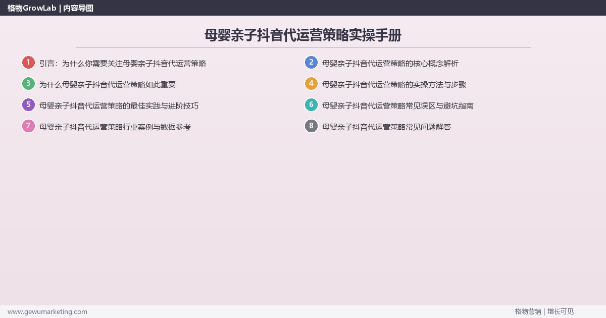 母婴亲子抖音代运营策略实操手册：策略、工具与案例分析