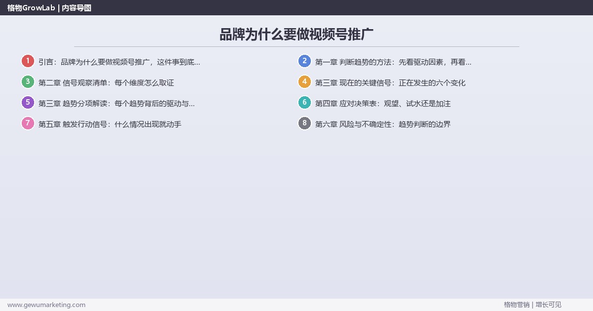 品牌为什么要做视频号推广:趋势研判与应对策略(信号+场景+决策框架) 品牌为什么要做视频号推广:趋势研判与应对策略(信号+场景+决策框架)