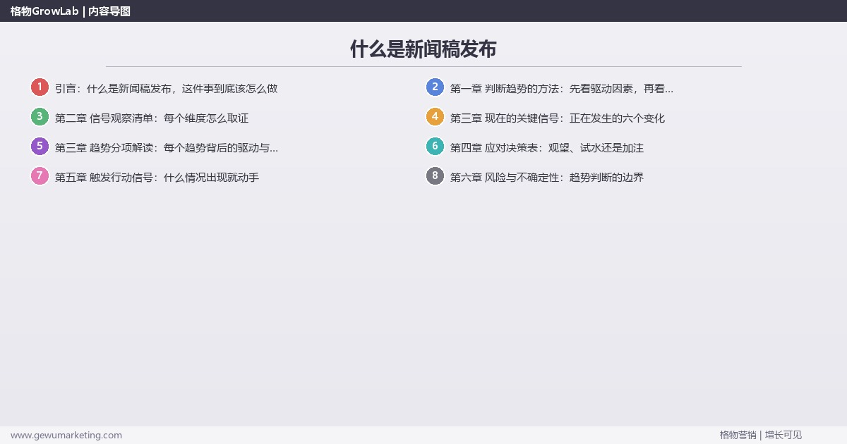 什么是新闻稿发布：趋势研判与应对策略（信号+场景+决策框架）
