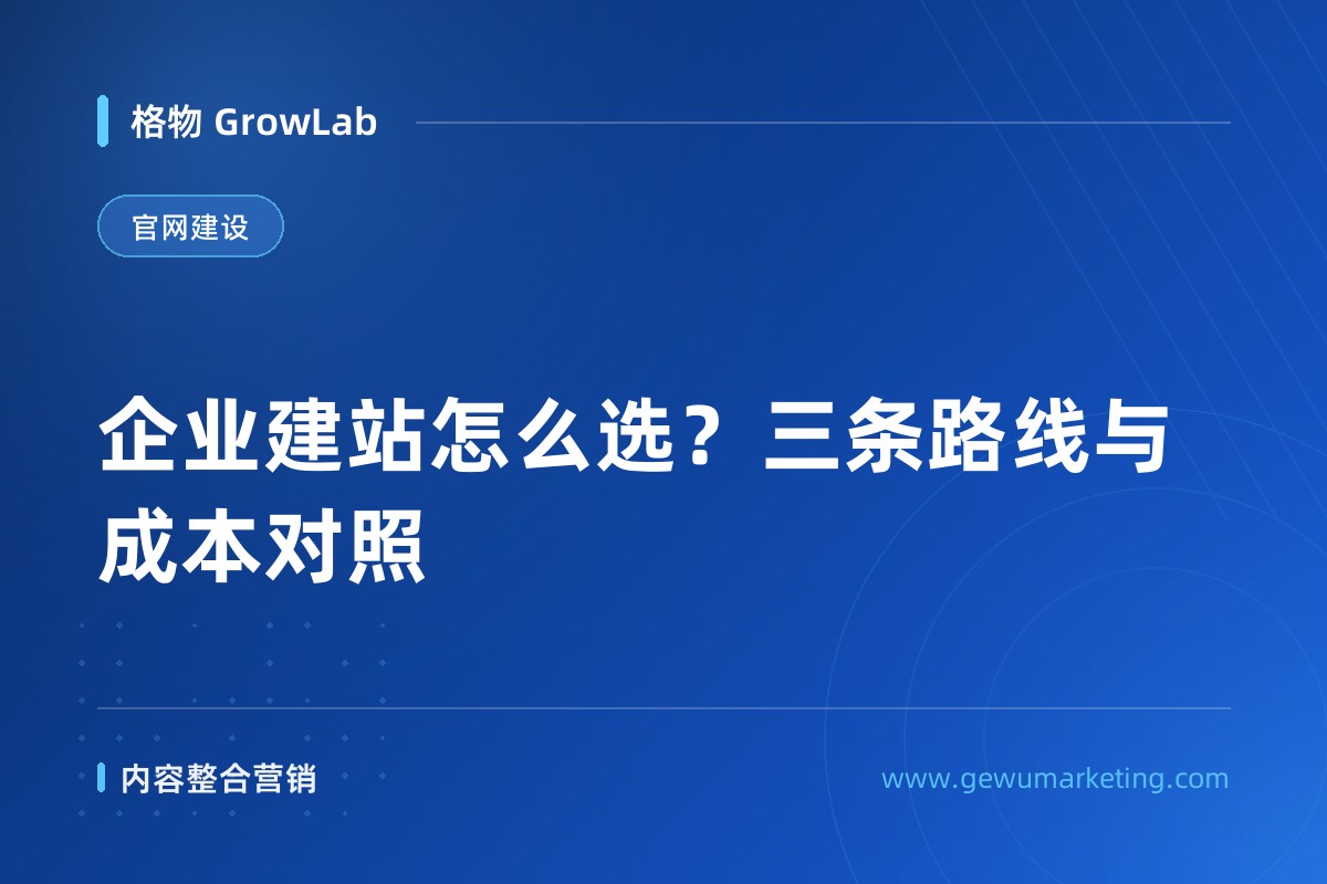 企业建站怎么选？三条路线与成本对照