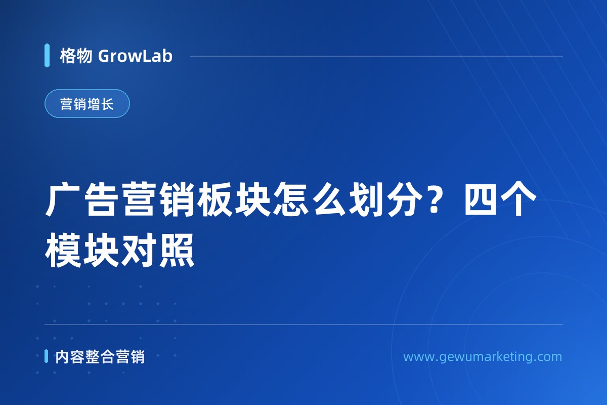 广告营销板块怎么划分？四个模块对照